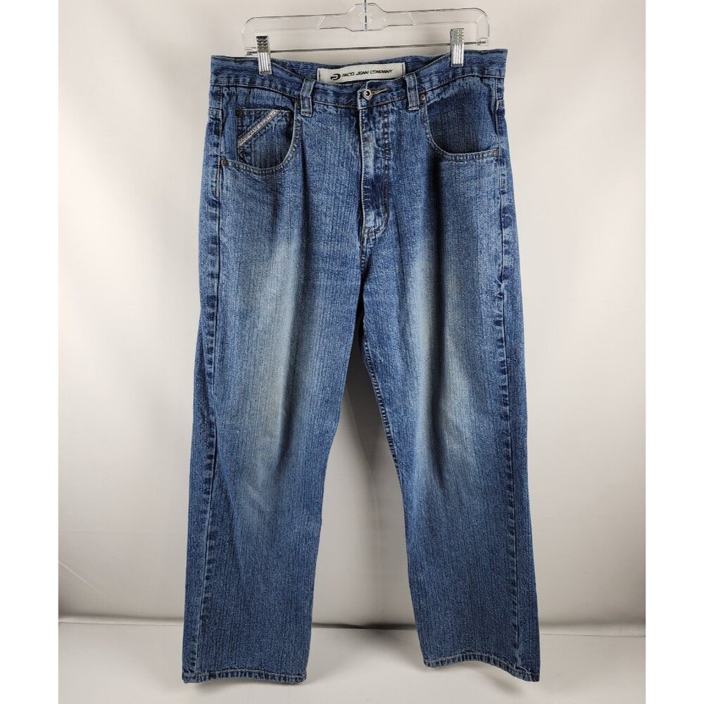 PACO Jeans Company Mens 34x29 Blue Y2K Vintage Baggy Denim